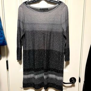 White House Black Market sweater tunic black and gray shimmery size M scoop neck